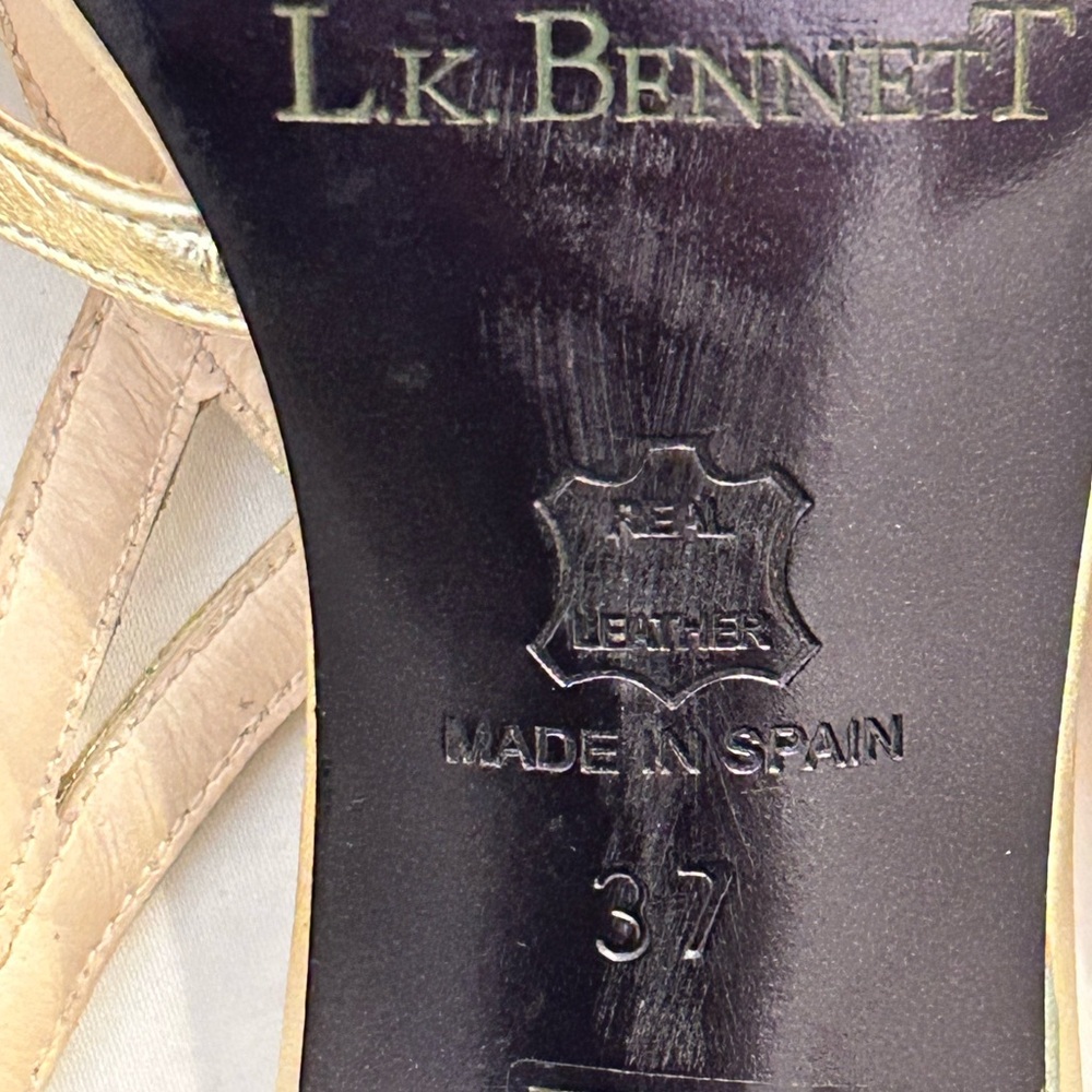L.K. Bennett Gold Strappy Feria Heels‎ Size EU 37 - Picture 5 of 14